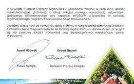 2019 - Gratulacje WFOŚiGW w Szczecinie z okazji zakupu nowego samochodu ratowniczo-gaśniczego