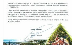 2019 - Gratulacje WFOŚiGW w Szczecinie z okazji zakończenia budowy przedszkola i żłobka w Węgorzynie