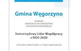 2020 - Gmina Węgorzyno - Samorządowy Lider Współpracy z NGO
